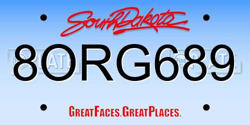 8ORG689 South Dakota License Plate
