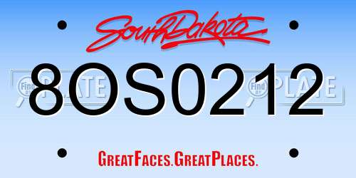 8OS0212 South Dakota License Plate