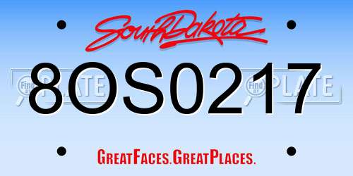 8OS0217 South Dakota License Plate