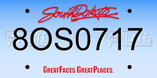 8OS0717 South Dakota License Plate