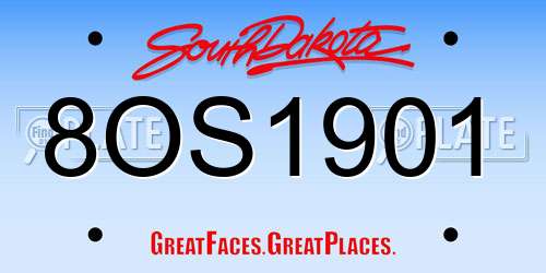 8OS1901 South Dakota License Plate