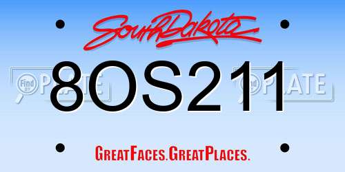 8OS211 South Dakota License Plate
