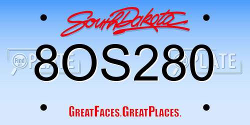 8OS280 South Dakota License Plate