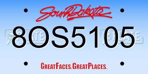 8OS5105 South Dakota License Plate