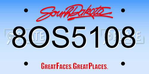 8OS5108 South Dakota License Plate
