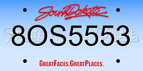 8OS5553 South Dakota License Plate