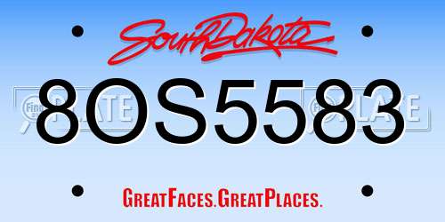 8OS5583 South Dakota License Plate