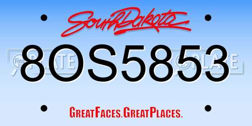 8OS5853 South Dakota License Plate