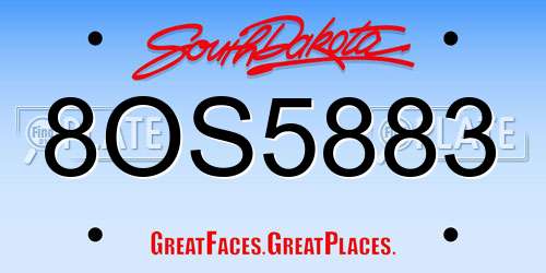 8OS5883 South Dakota License Plate
