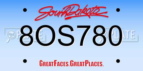 8OS780 South Dakota License Plate