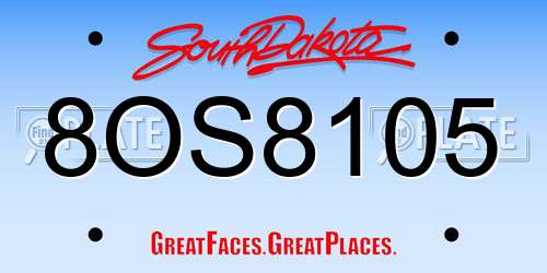 8OS8105 South Dakota License Plate