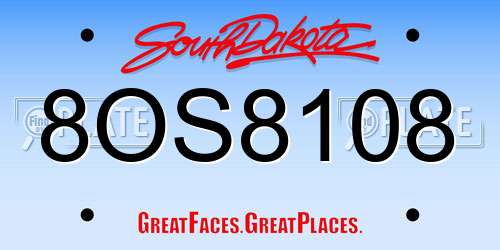 8OS8108 South Dakota License Plate