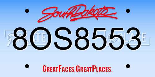8OS8553 South Dakota License Plate