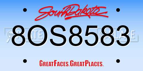 8OS8583 South Dakota License Plate