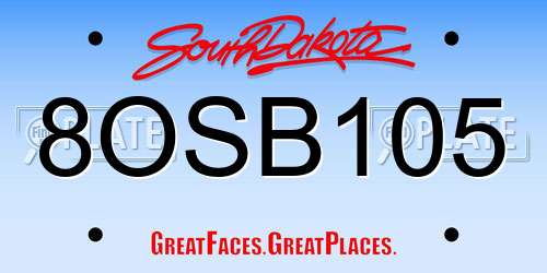 8OSB105 South Dakota License Plate