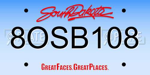 8OSB108 South Dakota License Plate