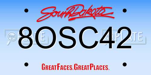 8OSC42 South Dakota License Plate