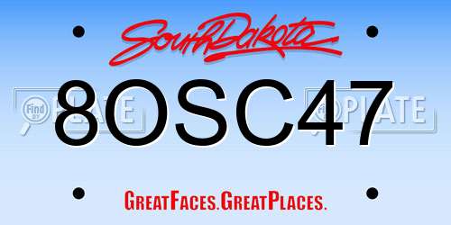 8OSC47 South Dakota License Plate
