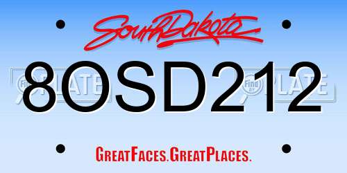8OSD212 South Dakota License Plate