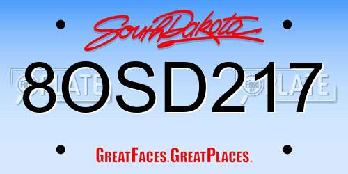 8OSD217 South Dakota License Plate