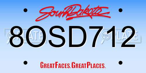 8OSD712 South Dakota License Plate