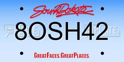 8OSH42 South Dakota License Plate