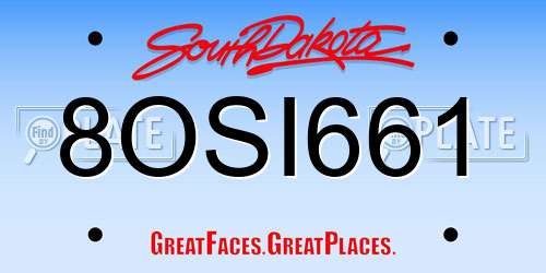 8OSI661 South Dakota License Plate
