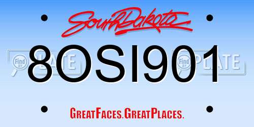8OSI901 South Dakota License Plate