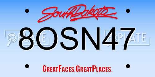 8OSN47 South Dakota License Plate