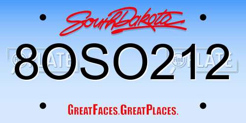8OSO212 South Dakota License Plate