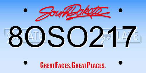 8OSO217 South Dakota License Plate