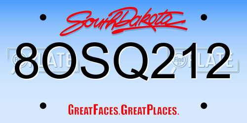 8OSQ212 South Dakota License Plate