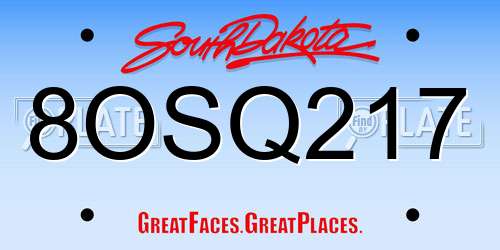 8OSQ217 South Dakota License Plate