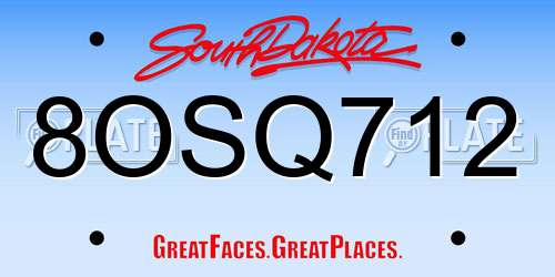 8OSQ712 South Dakota License Plate