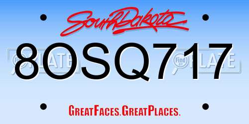 8OSQ717 South Dakota License Plate
