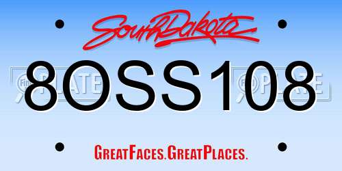 8OSS108 South Dakota License Plate