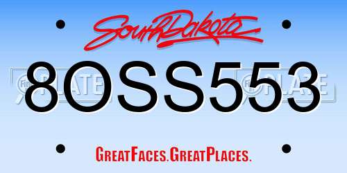 8OSS553 South Dakota License Plate