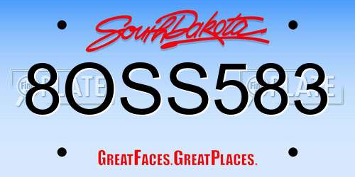 8OSS583 South Dakota License Plate