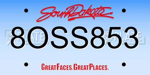 8OSS853 South Dakota License Plate