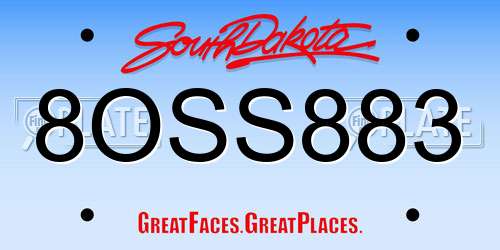 8OSS883 South Dakota License Plate