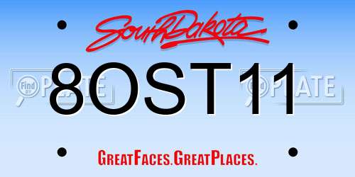 8OST11 South Dakota License Plate