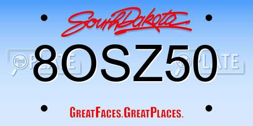 8OSZ50 South Dakota License Plate