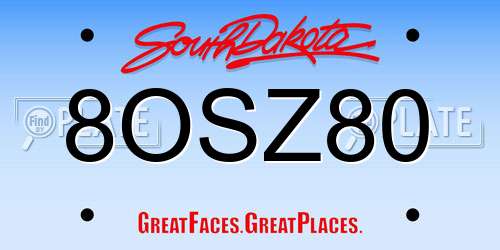 8OSZ80 South Dakota License Plate