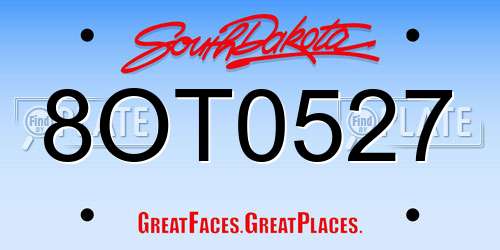 8OT0527 South Dakota License Plate