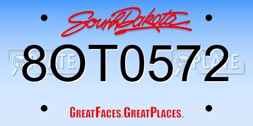 8OT0572 South Dakota License Plate