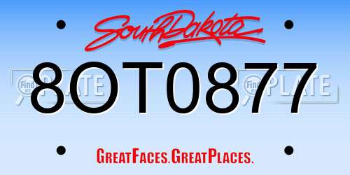 8OT0877 South Dakota License Plate