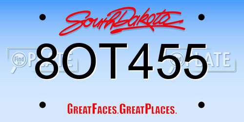 8OT455 South Dakota License Plate