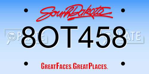 8OT458 South Dakota License Plate