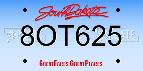 8OT625 South Dakota License Plate