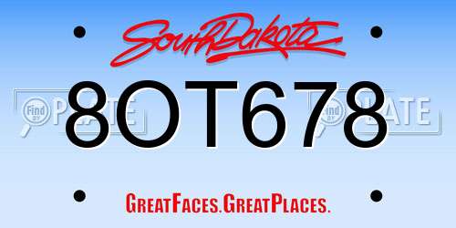 8OT678 South Dakota License Plate
